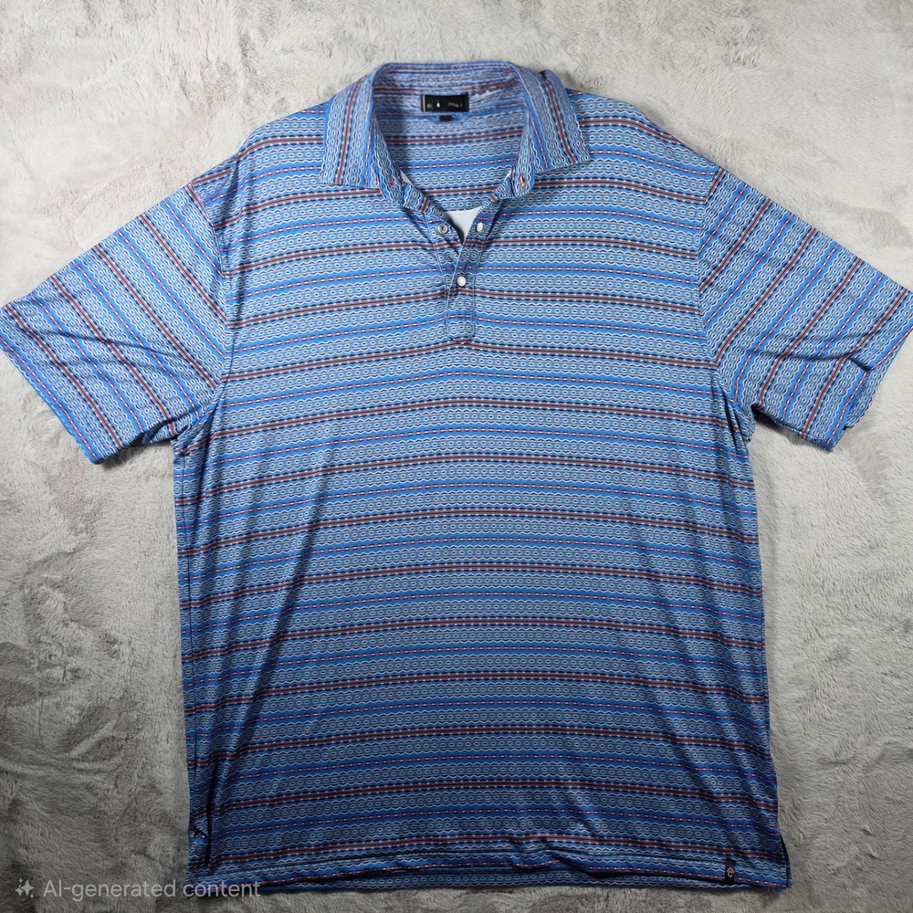 Rafter C Polo Shirt Men XL‎ Blue Southwestern Geometric Performance Western